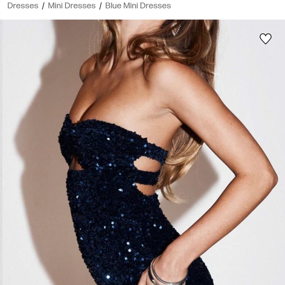 Princess Polly Club Classic Strapless Blue Sequin Dress - Picture 7 of 11